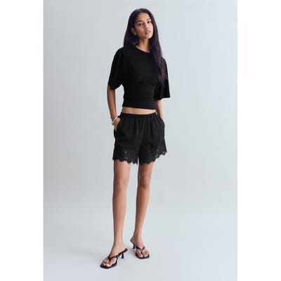 Stradivarius B08 T-shirt met Japanse korte mouw  Zwart XS