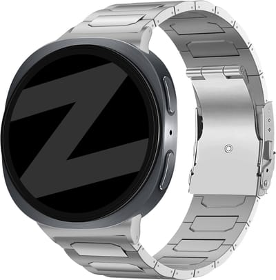 Bandz Titanium Band 'Deluxe' - hoogwaardige titanium horlogeband geschikt voor Samsung Galaxy Watch 9 (40/44mm) / Watch 8 (40/44mm) / 8 Classic (46mm) - zilver