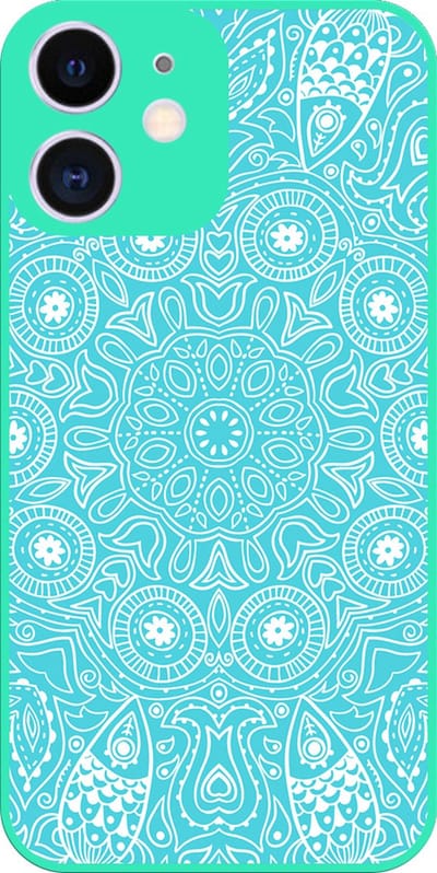 Smartphonica Telefoonhoesje Geschikt voor iPhone 11 met turqoise mandala opdruk - TPU case turqoise mandala design - turqoise geschikt voor iPhone 11