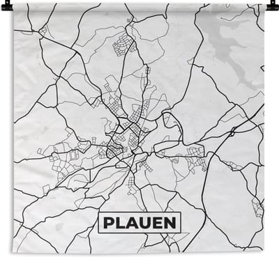 Wandkleed - Wanddoek - Plauen - Plattegrond - Kaart - Stadskaart - 180x180 cm - Wandtapijt