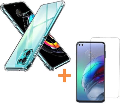 Anti-Shock transparant hoesje silicone met 2 Pack Tempered glas Screen Protector Geschikt voor: Motorola Moto G100