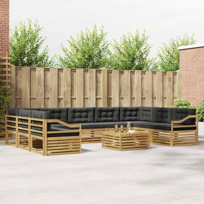 vidaXL - Buiten - bank - set - 10 - st - Wit - en - antracietkleurig - Polyester