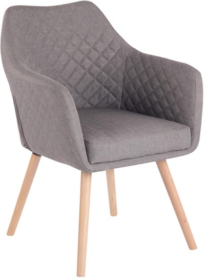 CLP Gent Eetkamerstoel met Armleuning - Fauteuil - met houten poten - Moderne Keukenstoel - natura/grijs