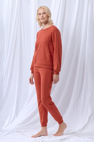 Woody Dames Pyjama Warm Roest S