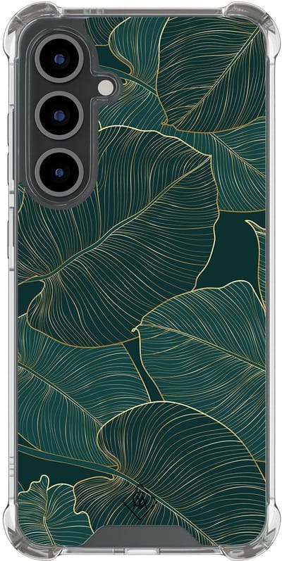 Casimoda® hoesje - Geschikt voor Samsung Galaxy S24 FE - Monstera Leaves - Shockproof case - Extra sterk - TPU/polycarbonaat - Groen, Transparant