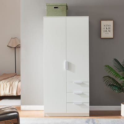 Kledingkast Eiselfing 176x80x52 cm met 4 vakken en 3 lades wit [en.casa]