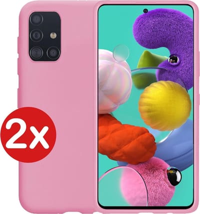 Hoesje - 2 Stuks - Geschikt voor Samsung Galaxy A51 - Sterk & Shockproof - Telefoonhoes - Back Cover - Case Siliconen - Telefoon Hoes - Roze