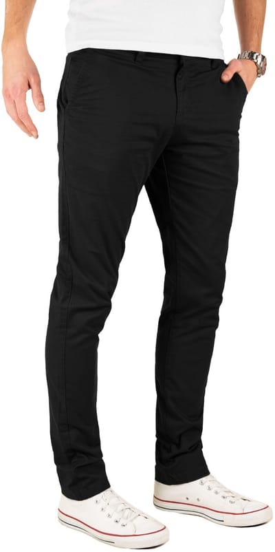 Yazubi Heren Chino Broek Dustin – Slim Fit – Katoen Stretch – Zwart – 5-pocket