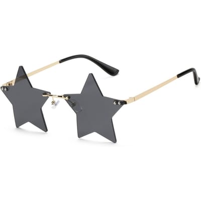 Lunettes Pentagramme Mignonnes pour Femmes Hommes Monture Étoile Sans Monture Lunettes de Soleil de Fête Accessoires de Mode