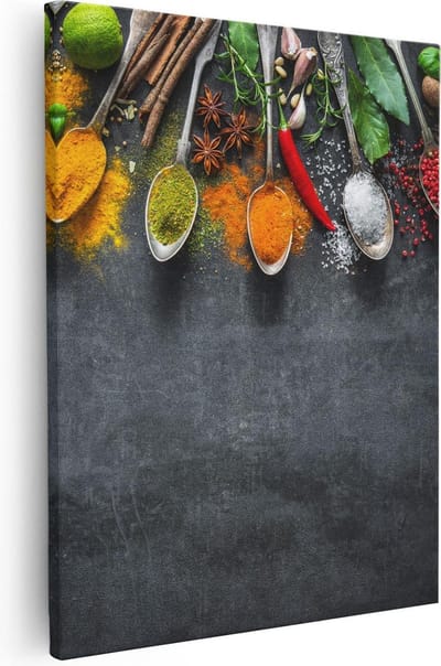 Artaza Canvas Schilderij Stilleven Keuken - 40x50 cm - Wanddecoratie Kruiden - Muurdecoratie Eten - Kamer Accessoires