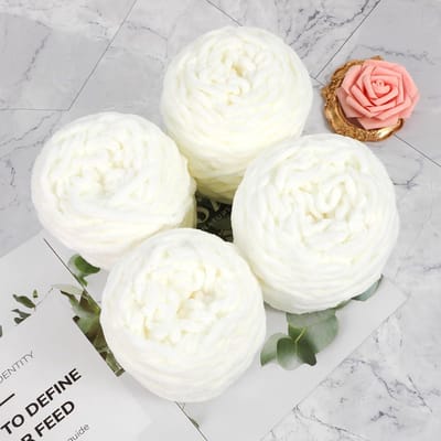 4 x 100 g wolgaren om te breien, handbreigaren, wolgaren, haakgaren, zacht en dik garen, garenprojecten, ballen, truien, schoenen, hoeden, truien, sjaals, wit