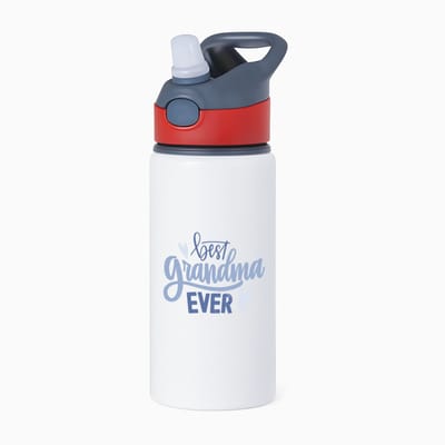 Hacebo® - Best grandma ever waterfles met rietje rood - Oma - oma mama - Moederdag - cadeau - verjaardag - Oma - water fles - 650ML