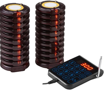Restaurant Oproepsysteem - Draadloze Pagers Met Binnen 500 M Bereik (effectieve afstand in open ruimtes)- Trilling En Lichtsignaal voor Gastenoproep