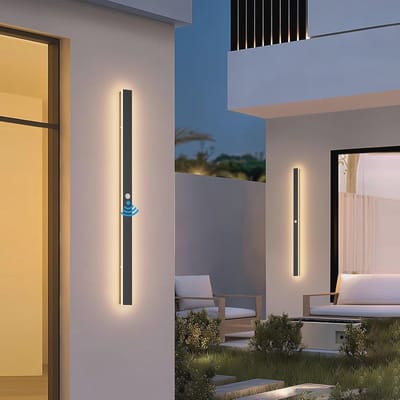 Led-wandlamp met Bewegingsmelder - 60 cm - Buitenlamp IP65 - Warm Wit 3000K - Zwart - 20W