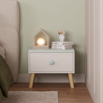 Kindernachtkastje Sandnes 31x38x30 cm wit en mintgroen [en.casa]