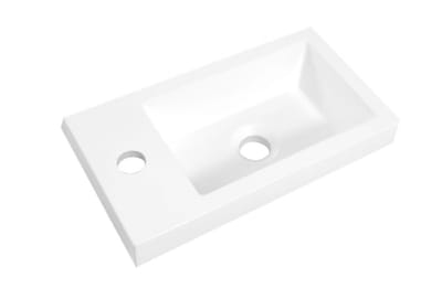 Sanifun Loyola Fontein 400x220 mm Wit Kunstmarmer–Compact Toiletfontein Rechthoekig Design
