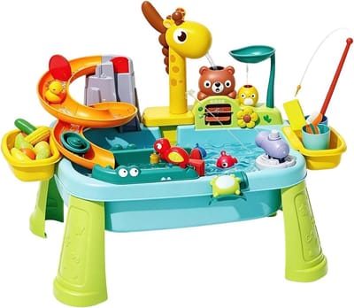 Watertafel Giraf - Hengelspeelgoed Kraan - Buiten Spelen - Sensorisch Activiteitenspeelgoed - 45 x 15 x 335 cm - Blauw