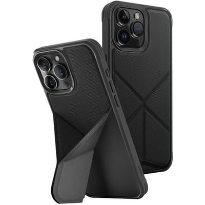 UNIQ Transforma Serie - iPhone 15 Pro Max Hoes - Zwart - MagSafe Compatibel - Multifunctionele Stand