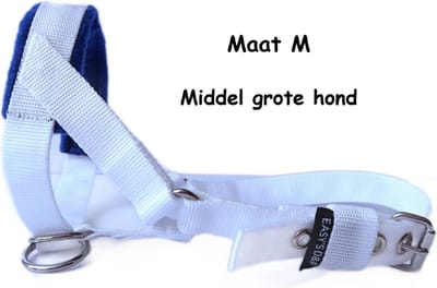 Hoofdhalster hond - Anti trek - Wit - Gevoerd blauw - Maat M - Antitrek hoofdhalster hond - Hoofdhalster hond - Antitrek hond - Trainingshalsband