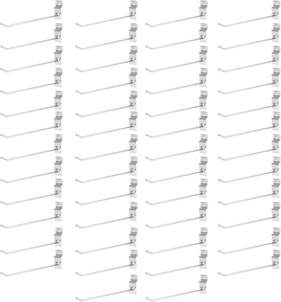 Allecto- Hangend Wastafel Rooster - RVS - Vierkante Buis Rekken - Badkamer Keuken Kastdeur Haak - Geschikt voor Supermarkt 50-stuks J-vormige Rekhaken.