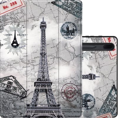 Hoes - Geschikt voor Samsung Galaxy Tab S7 FE - Dun & Stevig - Trifold Bookcase - Hard Cover Case - Met Uitsparing Geschikt voor S Pen - Hardcover Book - Tablet Hoesje - Eiffeltoren