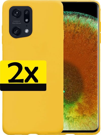 Hoesje - 2 Stuks - Geschikt voor OPPO Find X5 - Sterk & Shockproof - Case Siliconen - Back Cover - Telefoon Hoes - Telefoonhoesjes - Geel