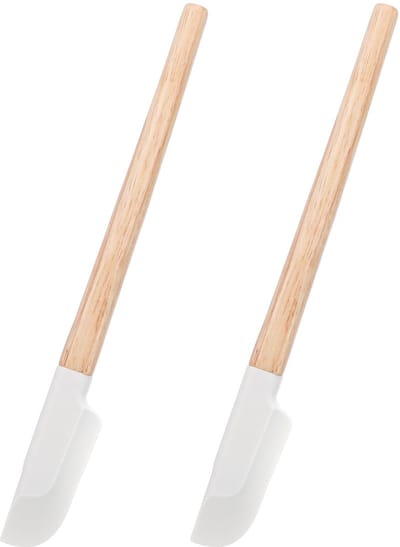 Spatels, 23 cm deegschraper, smalle mini-spatel voor bakken, jamspatel, siliconen spatel met houten handvat, voor bakken, mengen, koken, roergereedschap (houtkleur)
