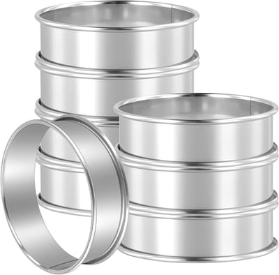 8 cm crumpet ringen - Set van 8 roestvrijstalen muffinringen met anti-aanbaklaag voor bakken en koken