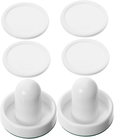 Airhockey Set - Pucks Paddles - Tafelspel Vervanging - Duurzaam Kunststof - 6 Stuks - Wit