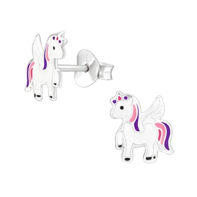 Oorbellen meisje unicorn - paars - roze