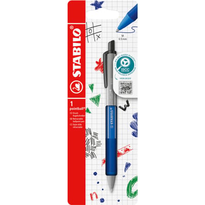 STABILO pointball - Balpen - Colorful - Navulbaar - Blauw - Blister