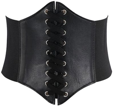 Dailygoods- Damesriem Hoge Taille - Brede Elastische Riem - Vintage Corset Riem - Tailleriem met Veters - Duurzaam Polyester/Spandex - Zachte Klittenbandsluiting