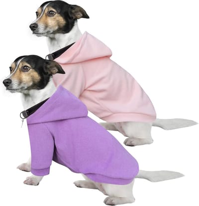 Hondenhoodies voor Chihuahua's, Warm en Lichtgewicht Dog Sweatshirt met Elastische Pasvorm en Zachte Textuur, Gemakkelijk Aan te Trekken, 2 Stuks in Paars en Roze (Maat S)