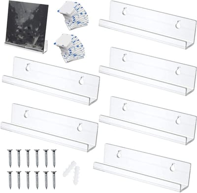 Vinyl Display Rekken - Platenhouders Wand - Muziek Luisteren - Naadloze Acryl Constructie - 6 stuks - Transparant