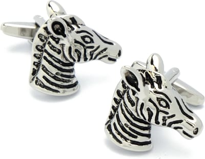 Manchetknopen - Zebra Paard Hoofd Zilverkleurig en Zwart