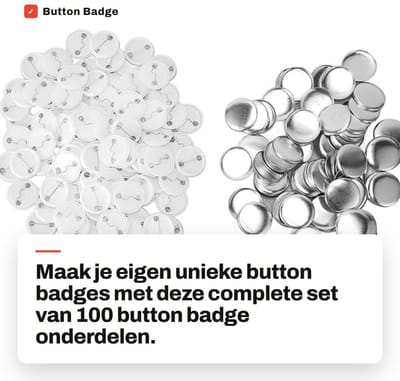 Dailygoods- Button Badge 100 Sets - DIY Badge Onderdelen - Metalen Achterkant - Herbruikbare Pin - Geschikt voor Kleding/Hoezen - Transparante Beschermfolie - Badge Maker