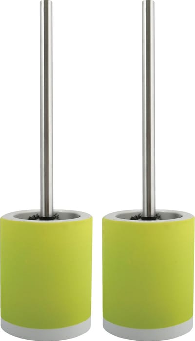 MSV Shine Toilet/wc-borstel houder - 2x - keramiek/metaal - appelgroen - 38 cm