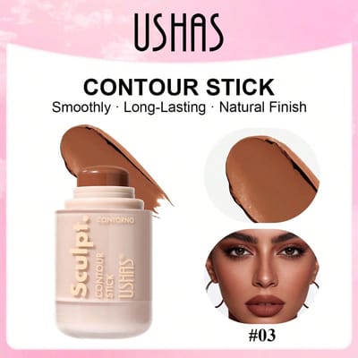 USHAS Sculpting Contour Stick, romige matte contourstick, langhoudende waterdichte gezichtssculpting bronzing contourstick, mengbaar en opbouwbaar voor neus- en wangcontour, geschikt voor alle huidtinten, natuurlijk make-upeffect voor gezichtssculpting make-up