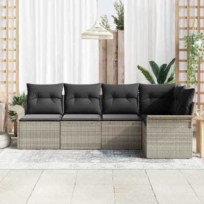 vidaXL - Tuinbank - Set - 5 - st - poly - rattan