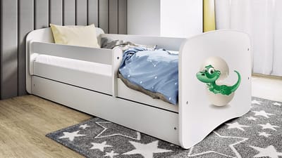 Kinderbed Tienerbed Wit met Lattenbodem, Matraslade en Valbeveiliging - Verschillende Maten