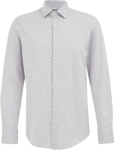 WE Fashion Heren premium slim fit overhemd van jacquard gebreide jersey