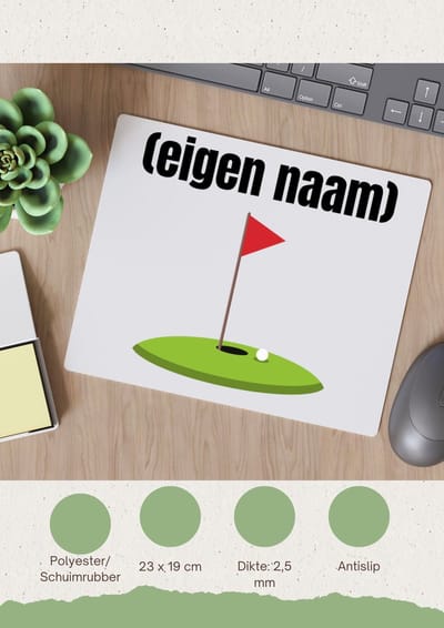 Akyol - golf hole vlag met eigen naam Muismat - Golf - golfers - leuk cadeau voor iemand die houd van golfen - cadeau - kado - 23 bij 19 cm