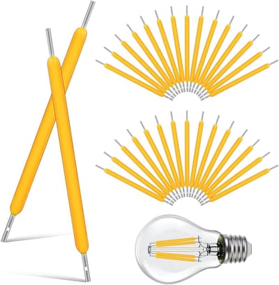 50 Stuks LED Filament Reserveonderdelen 3V 120mA 38mm Warm Licht voor DIY Verlichting, Kantoor en Thuisdecoratie