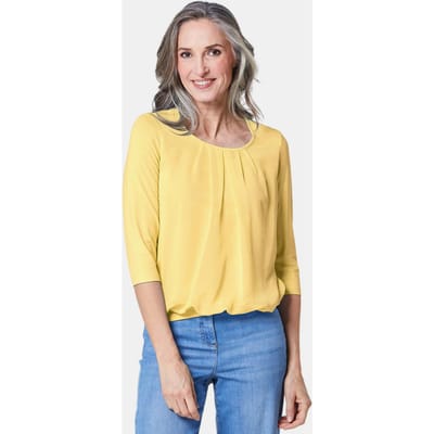 Verzorgd shirt in elegante blouselook - geel - Gr. 40 van Goldner Fashion