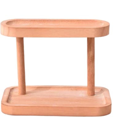 Houten Organizer - Sleutelhanger Display - Desktop Opbergen - Dubbellaags Ontwerp - 17 x 10 cm - Houtkleur