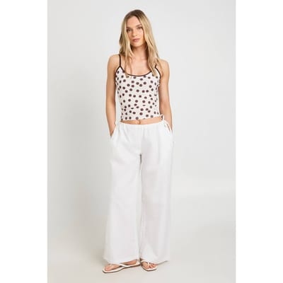 boohoo Dames Petite Linnen-look Broek Met Lage Taille En Strikdetail Aan De Zijkant | Natural | Maat: 44