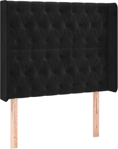vidaXL - Hoofdbord - met - randen - 93x16x118/128 - cm - fluweel - zwart