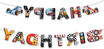 Verjaardagsversiering met Racing Car Thema, Feestbanner voor Kinderen, Formule 1 Decoratie, Vlaggenlijn voor Jongens, Auto Feestdecoratie en Happy Birthday Garland