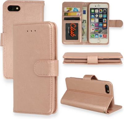 HB Hoesje Geschikt voor Apple iPhone SE (2022 / 2020) - Apple iPhone 7 & 8 Rosegoud - Portemonnee Book Case met Pasjeshouder en Magneetlipje