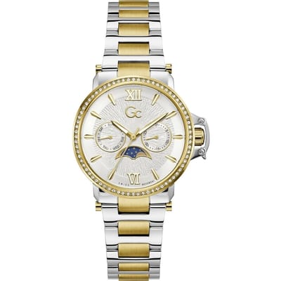 Gc Gc Moonchic Large Size Metal Analoog Quartzhorloge Zilverkleurig En Goudkleurig Kast Gemaakt Van 100% Roestvrij Staal En Een Armband Van 100% Roestvrij Staal 36 Z69002L1, Z69003L6, Z69004L7